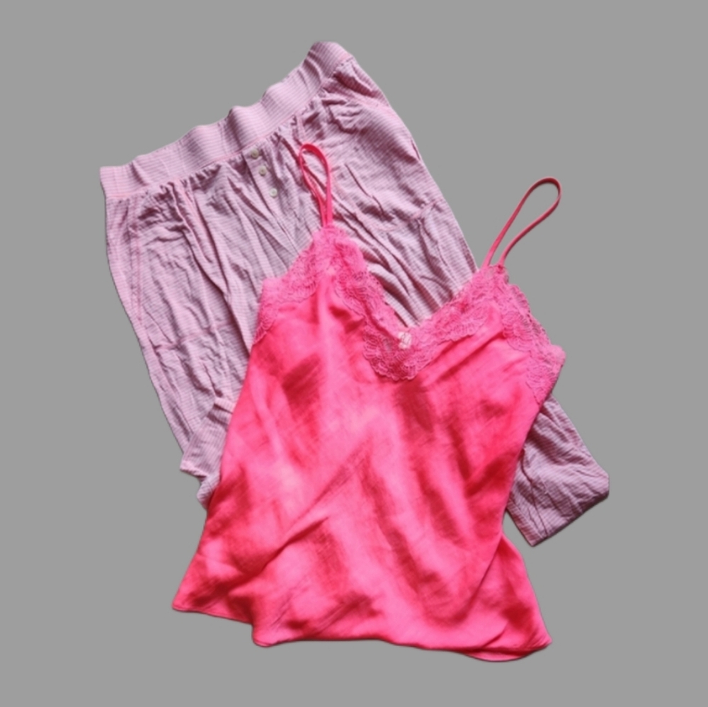 Love By‎ Gap Pink Lace Trim Camisole And Pajama Set